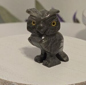Owl Yellow Eyed Miniature Stone-Like Figure Decor [ Read Details ]